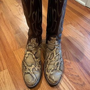 Mens dan post snakeskin boa constrictor cowboy boots size 9.5 D